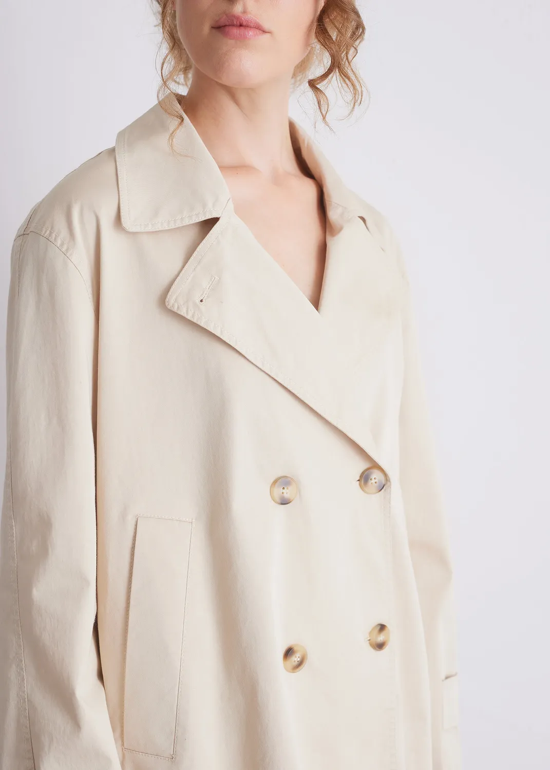 Senatex Kurztrench Revers Beige Baumwoll-Mix