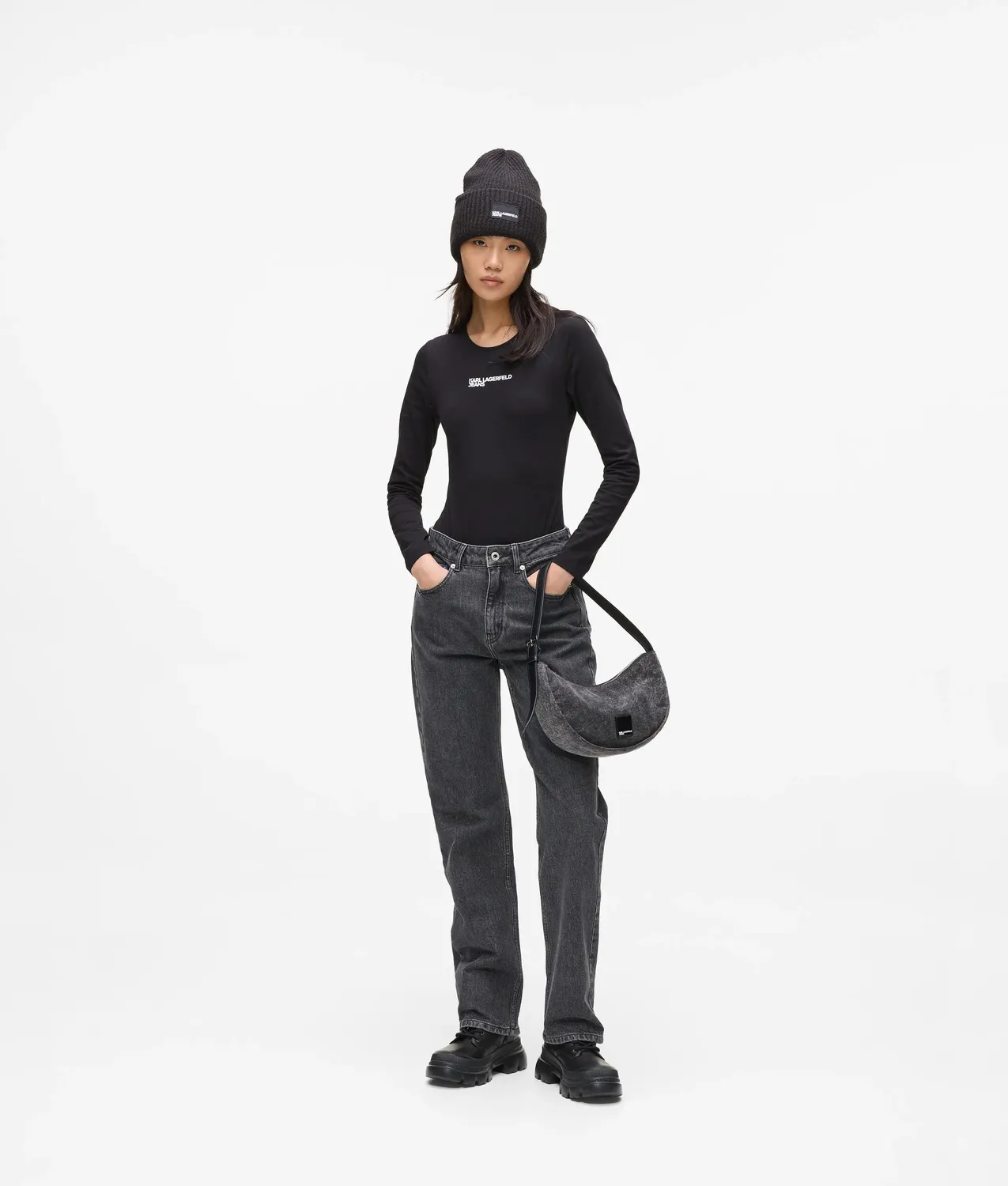 Karl Lagerfeld Langarm Body Damen gerader Schnitt