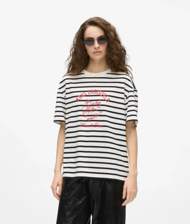 Karl Lagerfeld Ikon Choupette Muse T-Shirt Streifen Bio