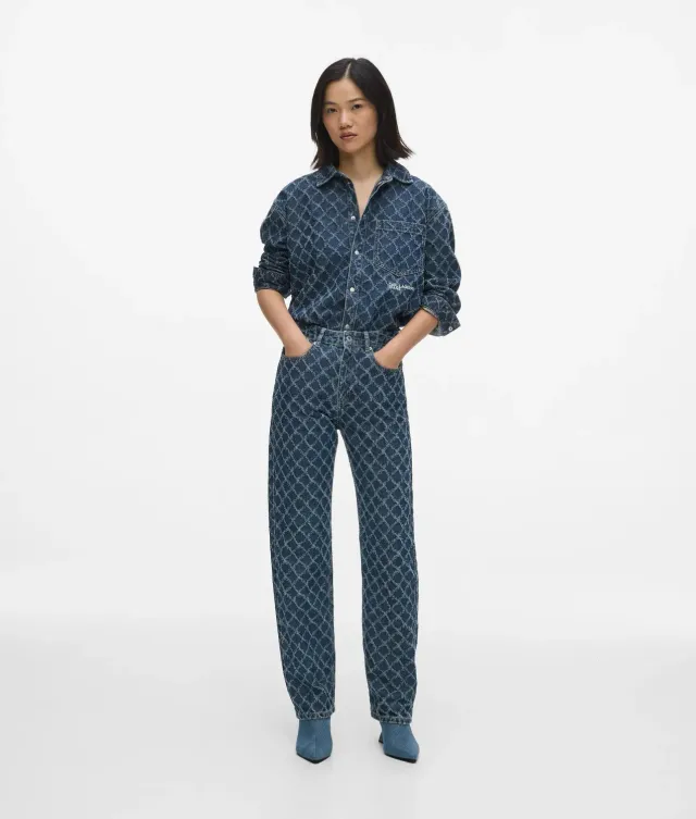 Karl Lagerfeld Eyewear Argyle High-Rise Straight Jeans Damen