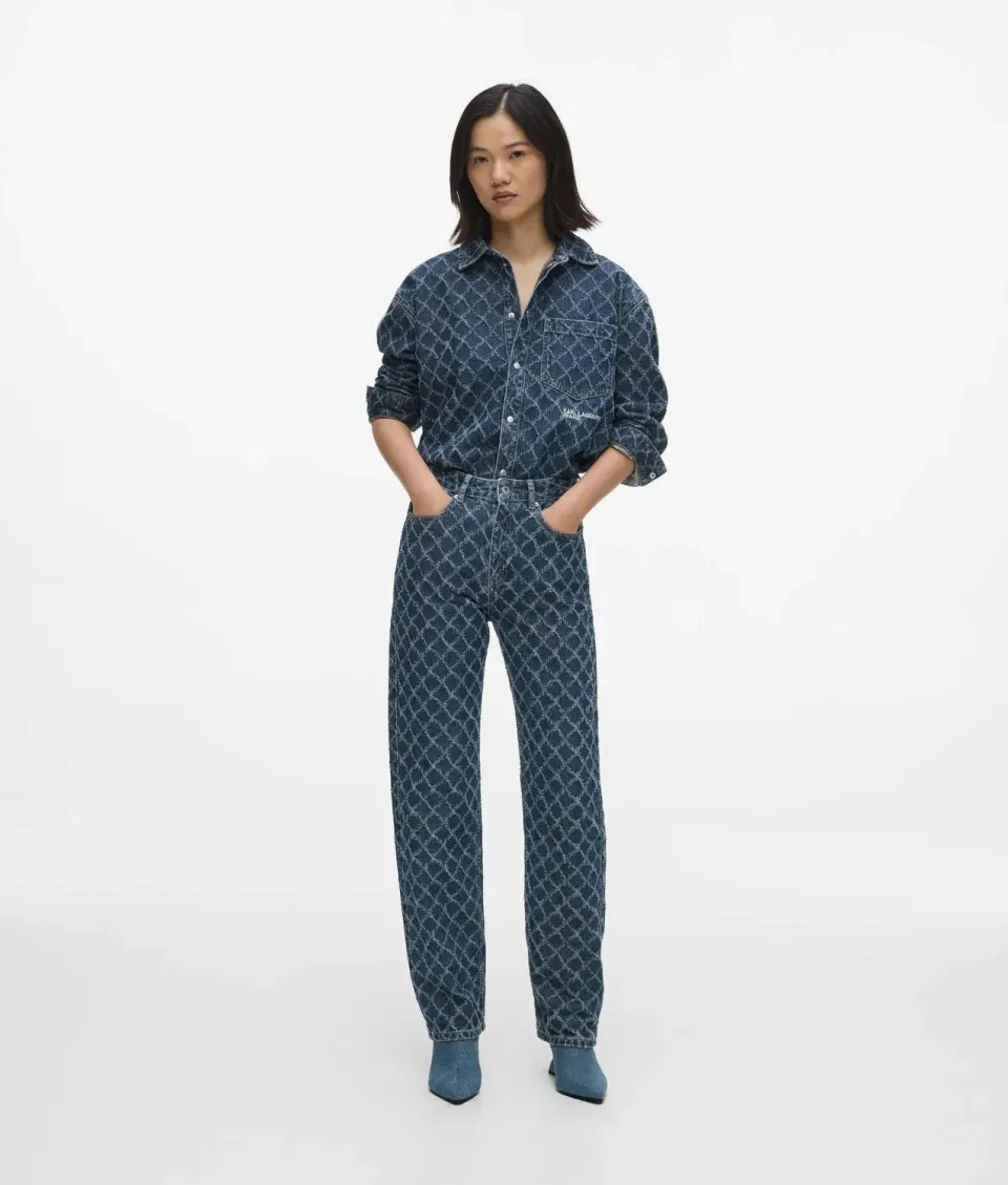 Karl Lagerfeld Eyewear Argyle High-Rise Straight Jeans Damen