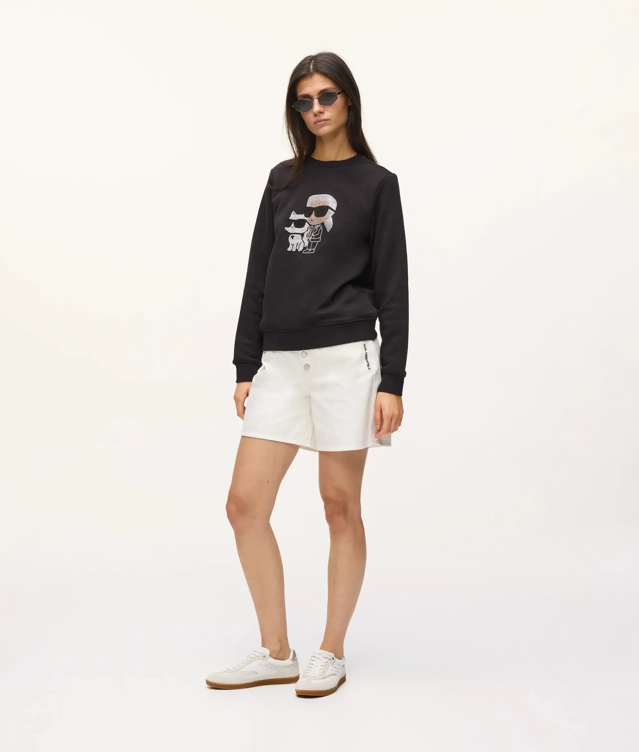 Karl Lagerfeld Ikon Rhinestone Sweatshirt Damen Bio-Baumwolle