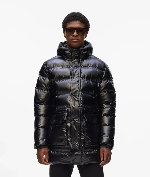 Karl Lagerfeld Puffer Jacke Kapuze glänzend