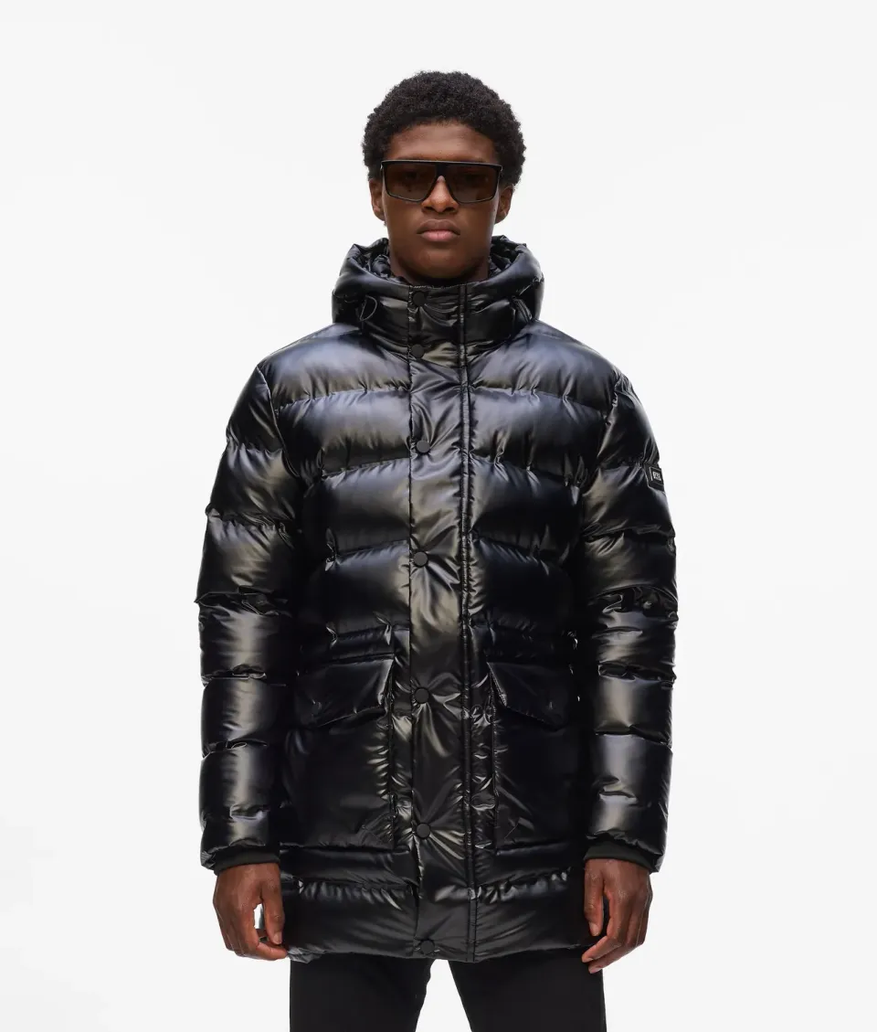 Karl Lagerfeld Puffer Jacke Kapuze glänzend