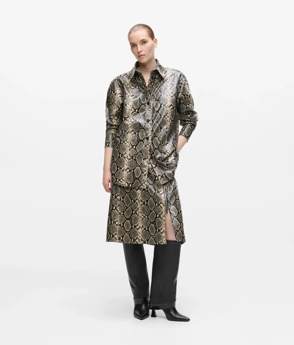 Karl Lagerfeld Faux-Python Midi Rock Schwarz Gr. 0-10