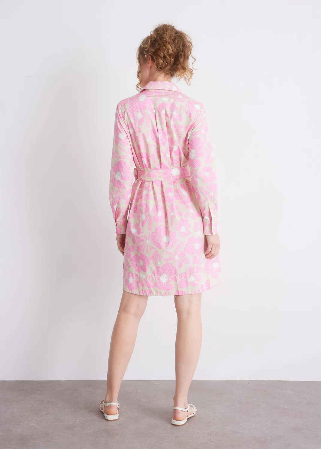 Senatex Hemdblusenkleid Baumwolle Kleid Pink Bloom