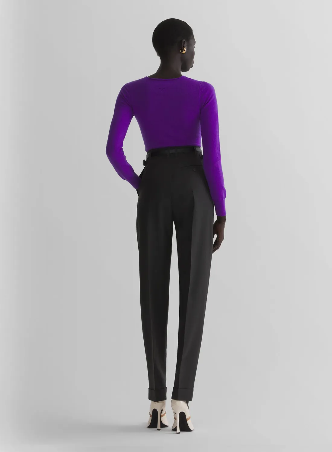 Mugler V-Neck Stricktop Kaschmir lila