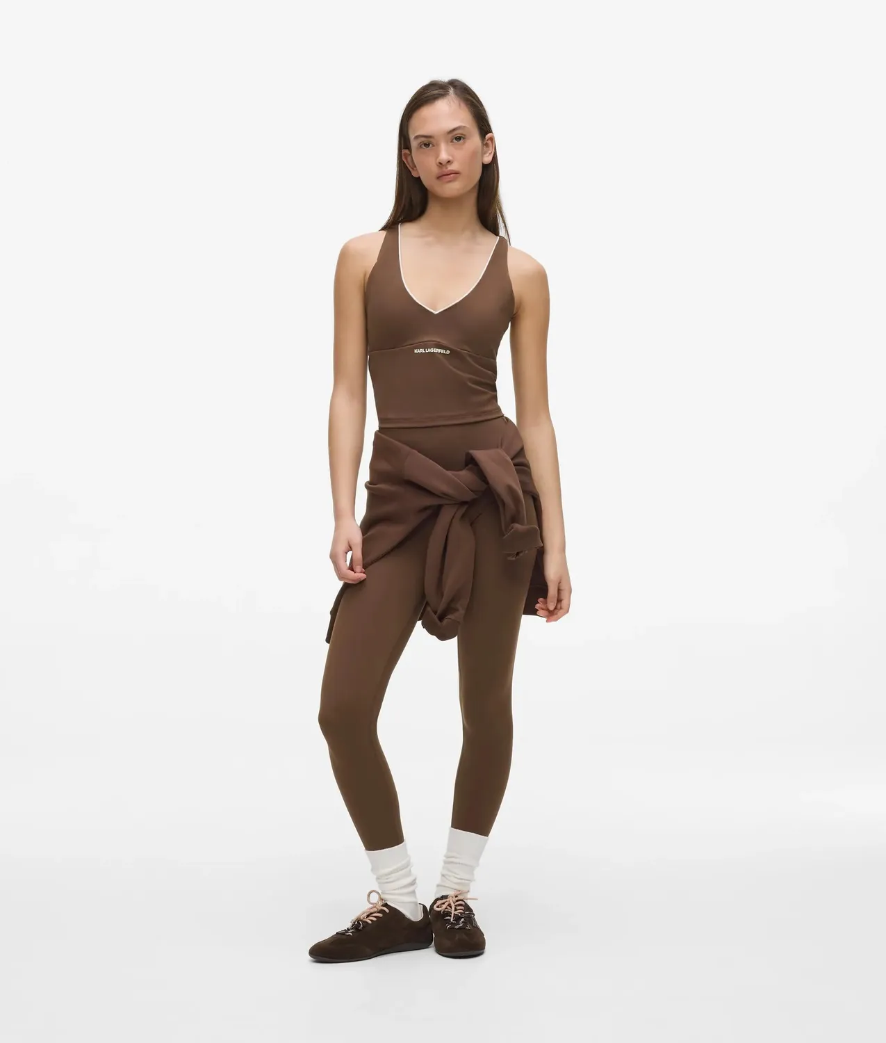Karl Lagerfeld Contrast Piping Athleisure Tank-Top Logo