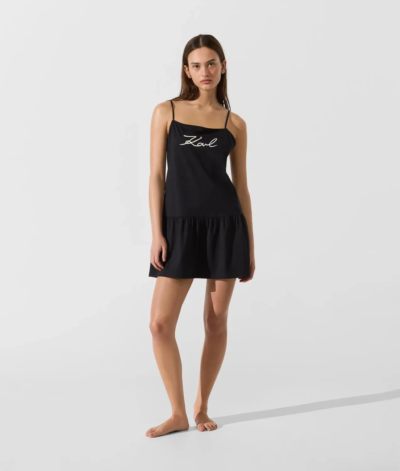 Karl Lagerfeld Signature jersey mini Strandkleid mit Karreeausschnitt