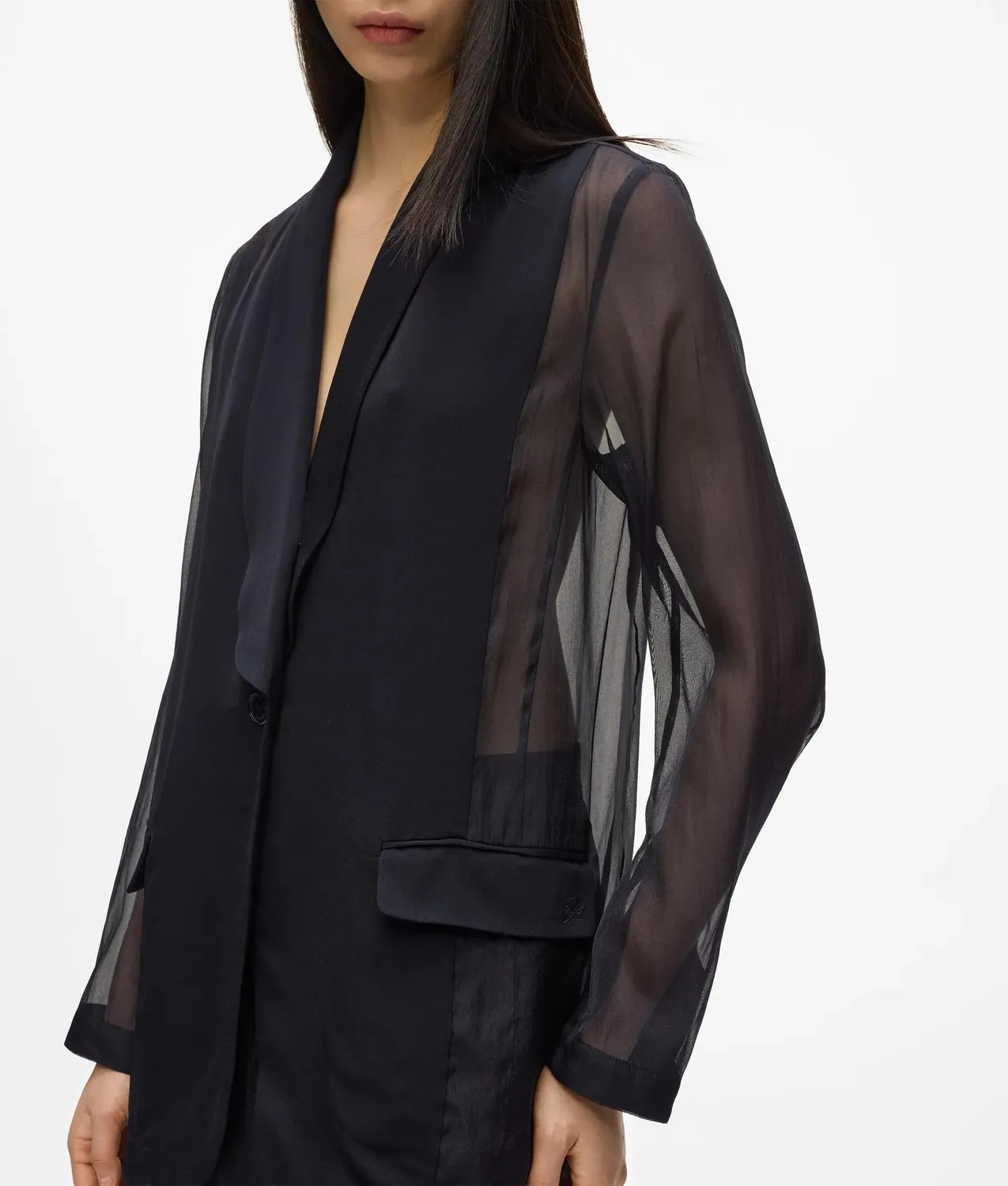Karl Lagerfeld Organza Blazer Damen transparent Einreiher