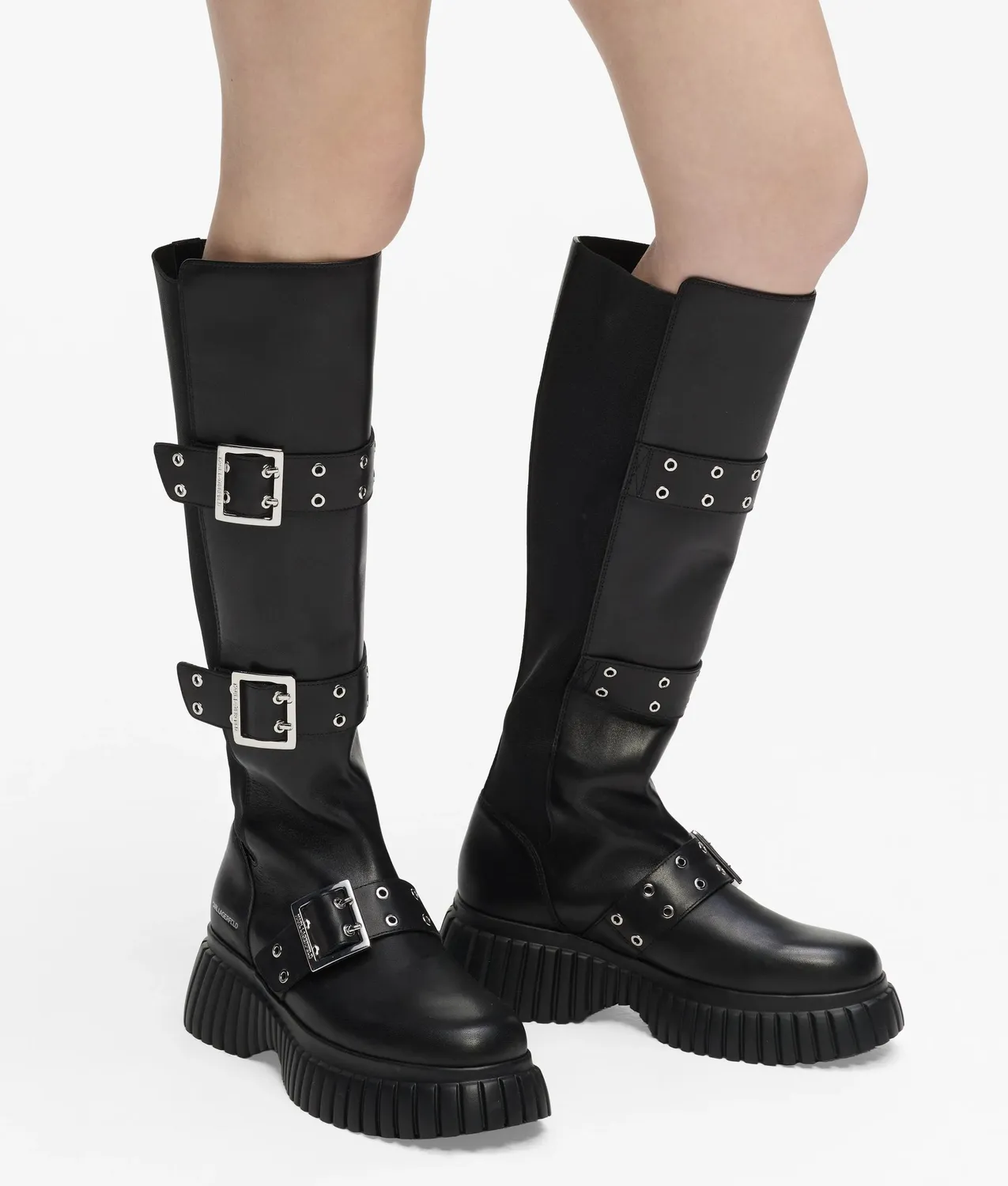 Karl Lagerfeld Kreeper Wedge Stiefel Tri-Buckle Leder Gr.4-10