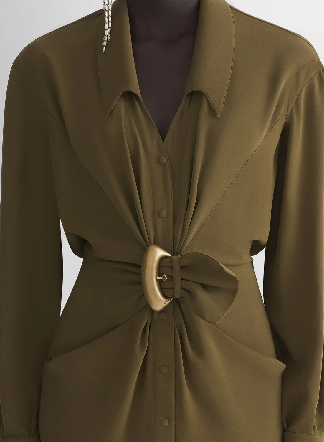 Mugler Re/Edit Cow-Boy Hemdkleid Krepp Knielang