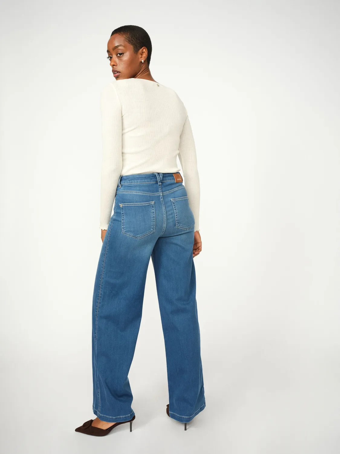Mos Mosh MMColette Deluxe Wide-Leg Jeans Mid Blue 32