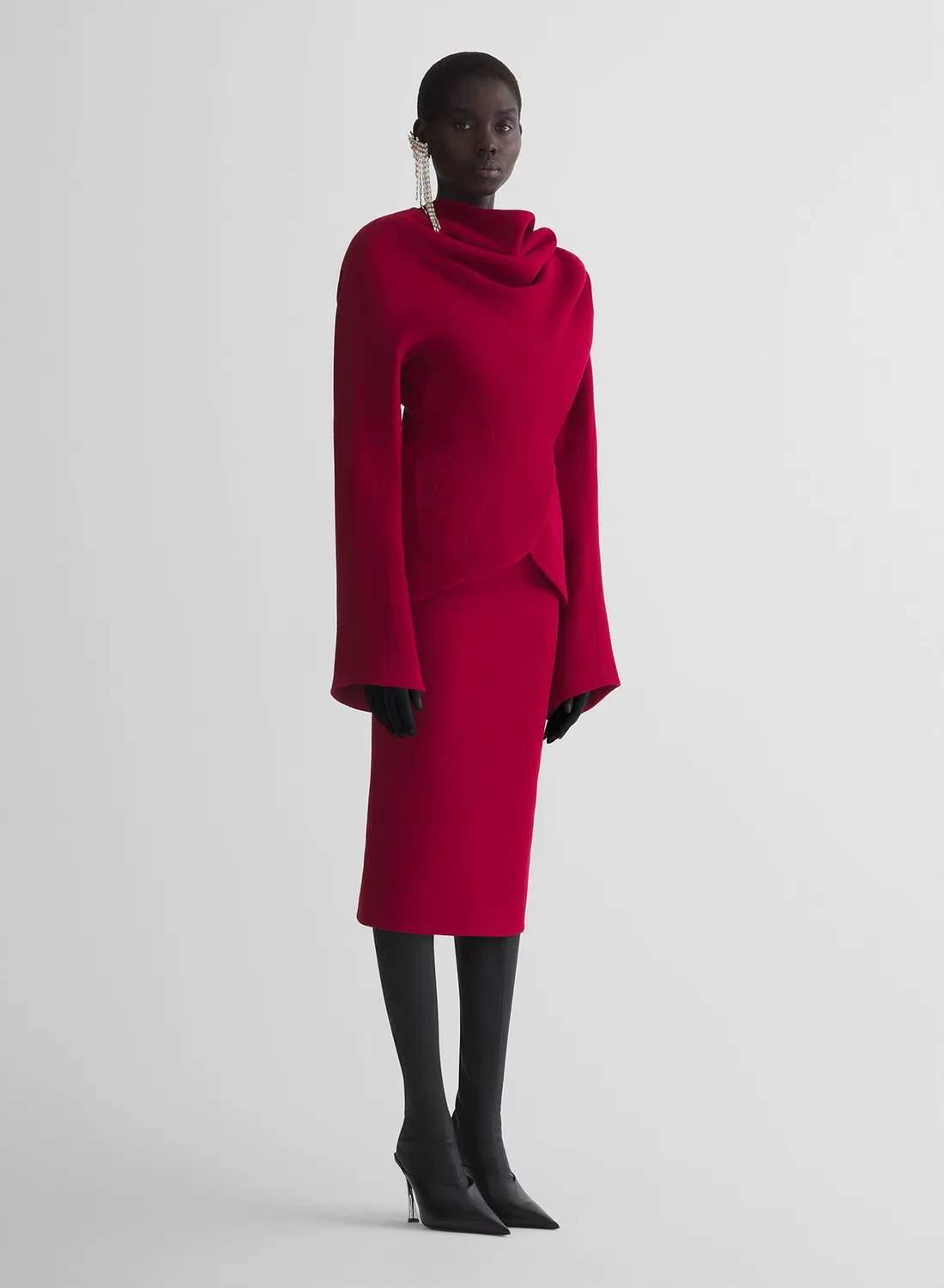 Mugler Re/Edit Chimere Rock Rot Wolle wadenlang