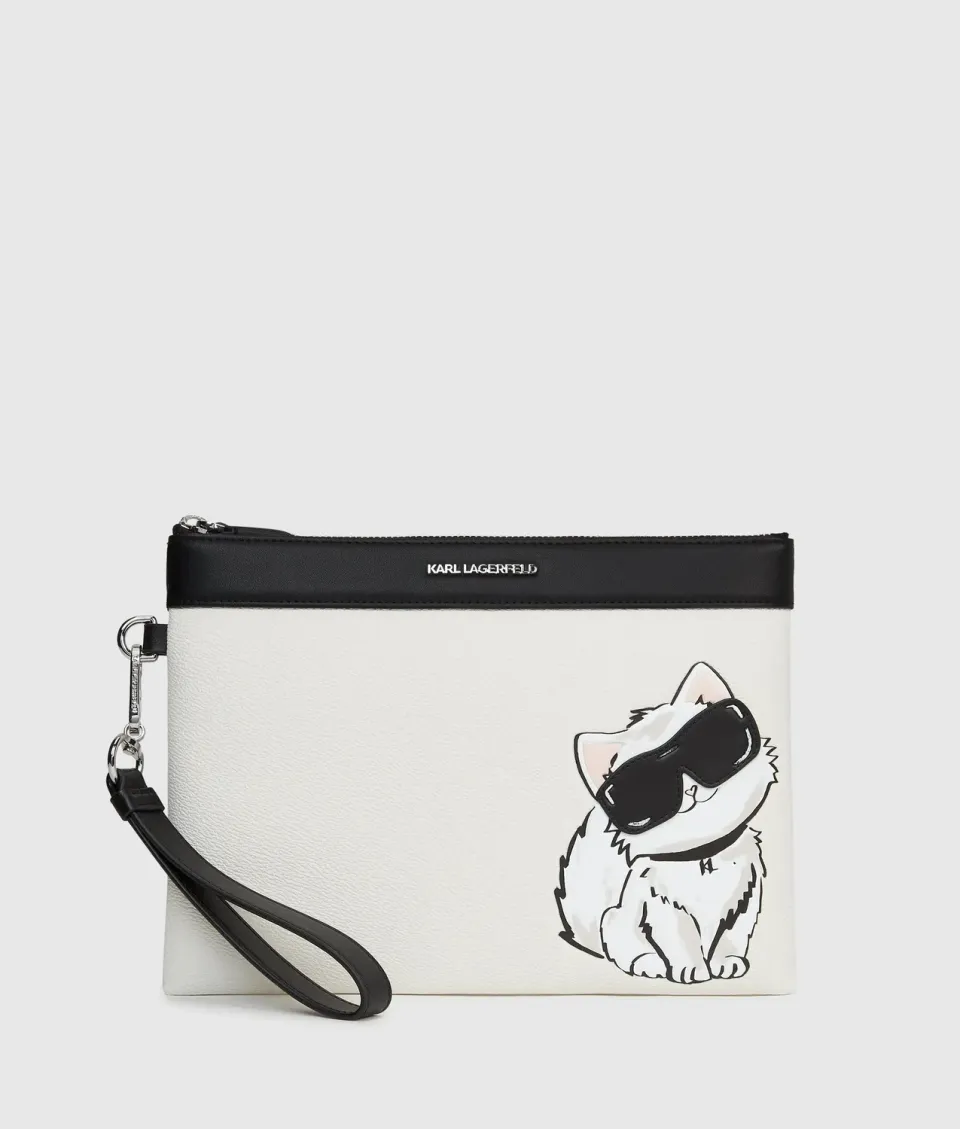 Karl Lagerfeld Ikon Choupette Pouch Clutch mit Riemen