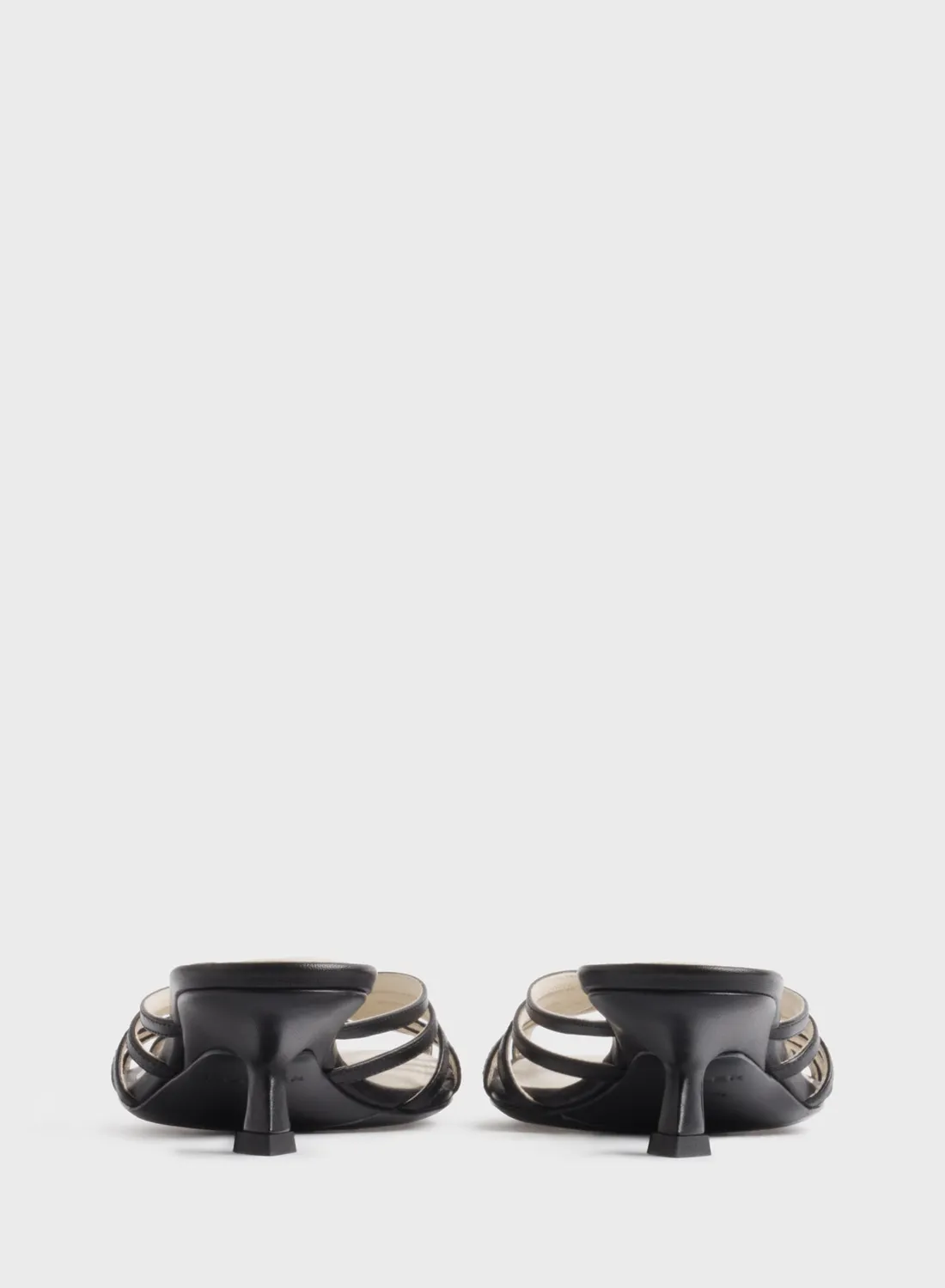 Mugler Knotted Strap 45 Mules Schwarz Lammleder