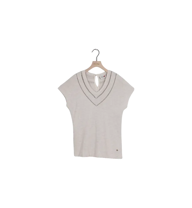 Mos Mosh MMCoel V-Neck Tee Top Cement XS V-Ausschnitt