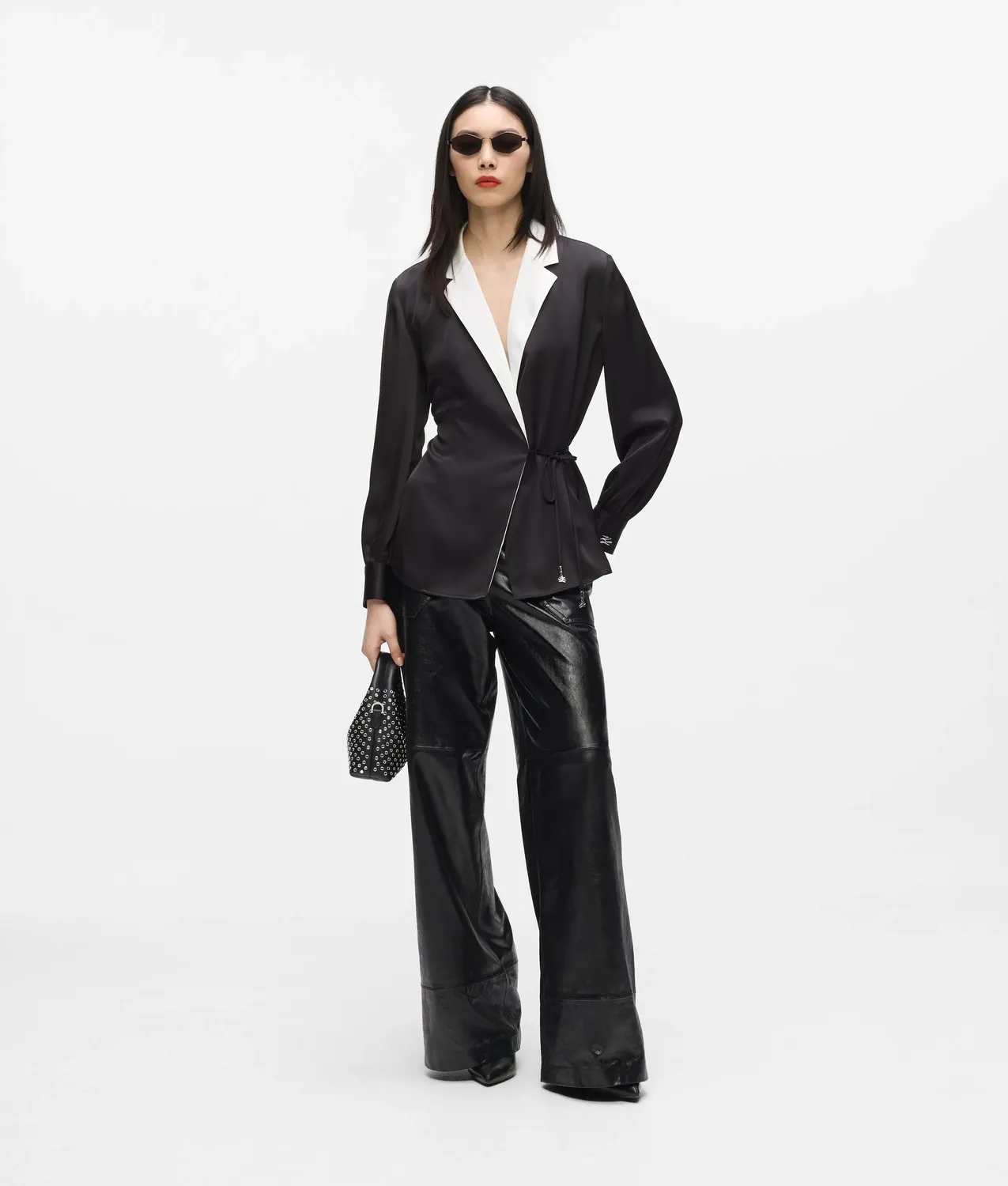 Karl Lagerfeld Satin Wrap Bluse Wickel matt Gr. 0-10