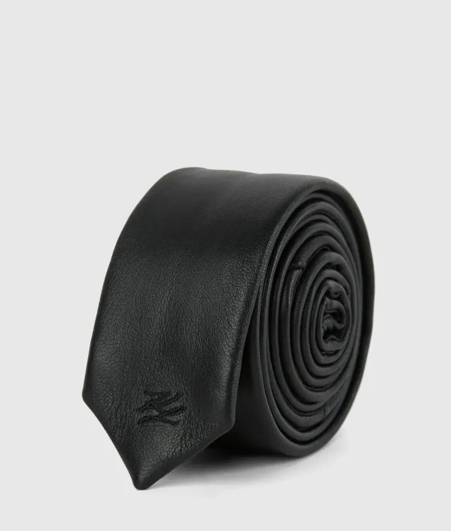Karl Lagerfeld K/Autograph Krawatte Leder schwarz