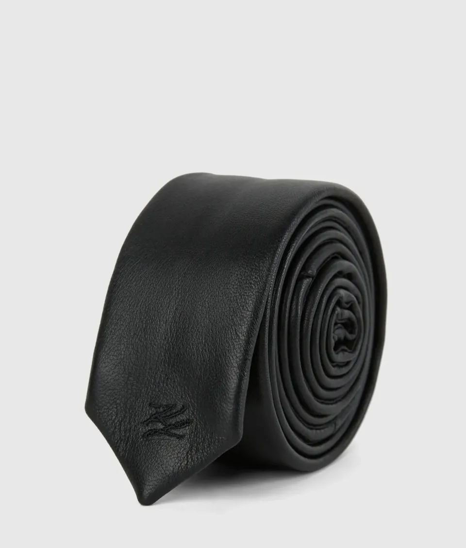 Karl Lagerfeld K/Autograph Krawatte Leder schwarz