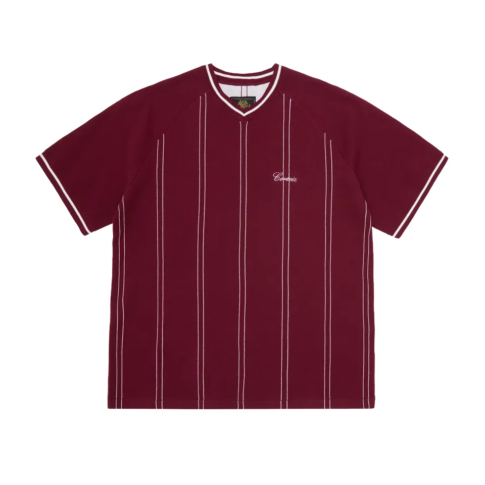 Corteiz Santi Knit Jersey Burgundy Baumwoll-Trikot