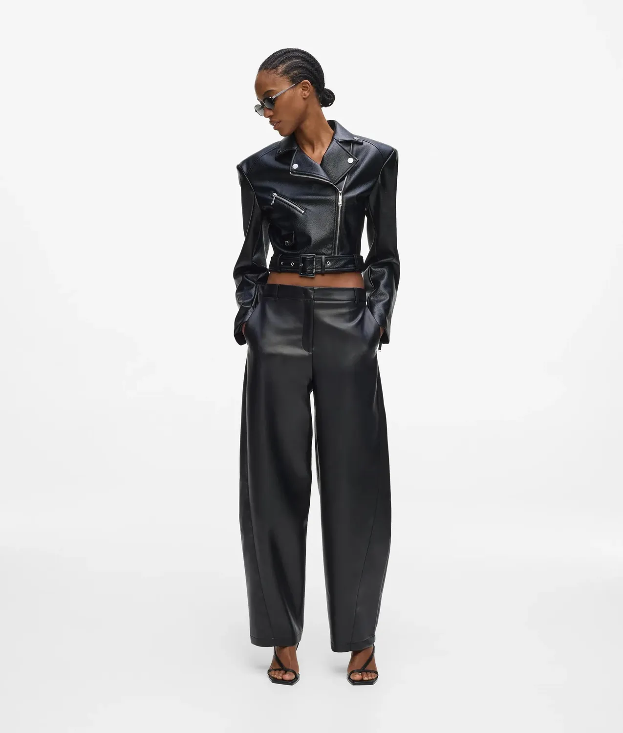 Karl Lagerfeld Bikerjacke Kunstleder Cropped Gr. 8