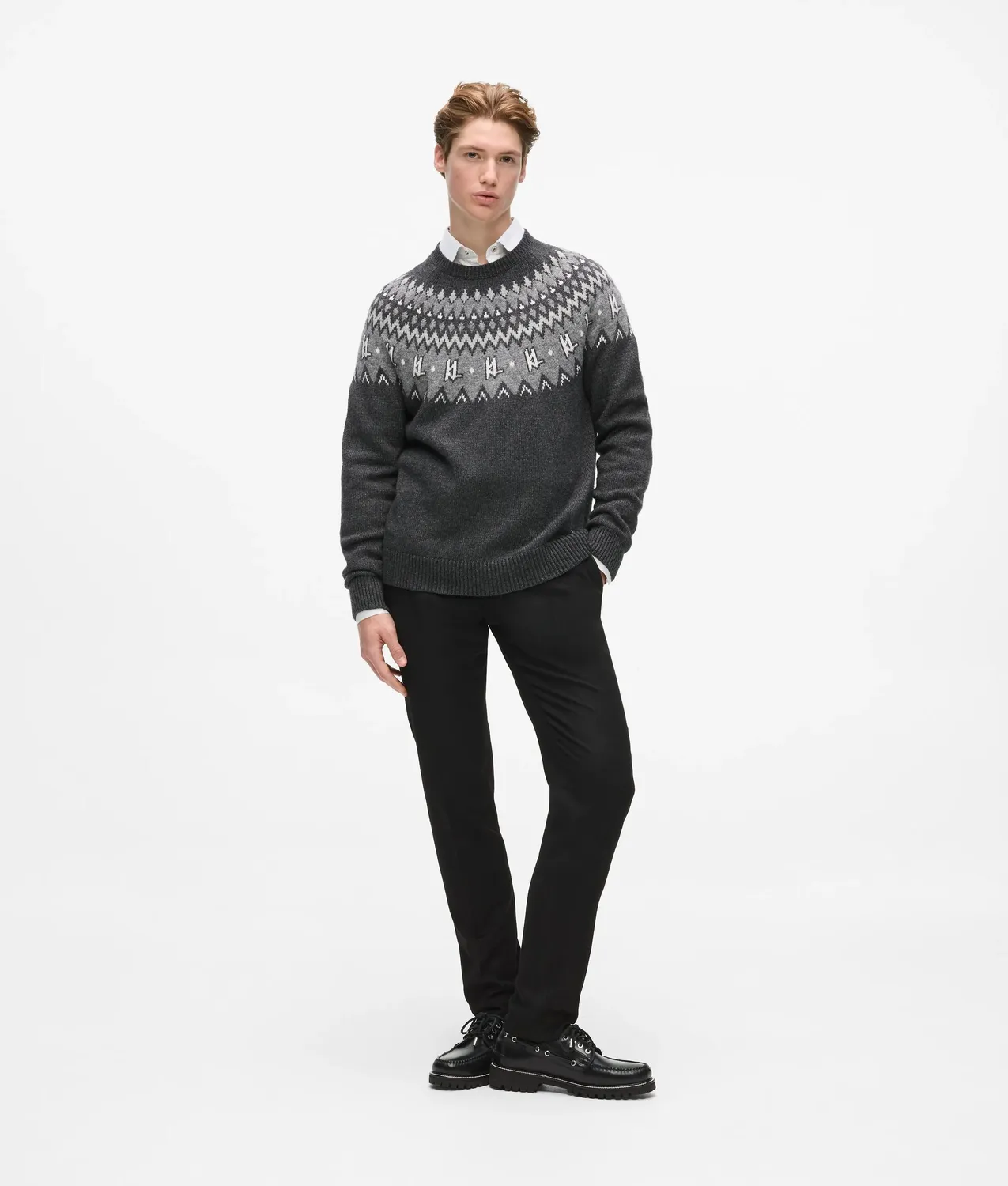 Karl Lagerfeld Norwegian Pullover Herren Strick Logo-Pin