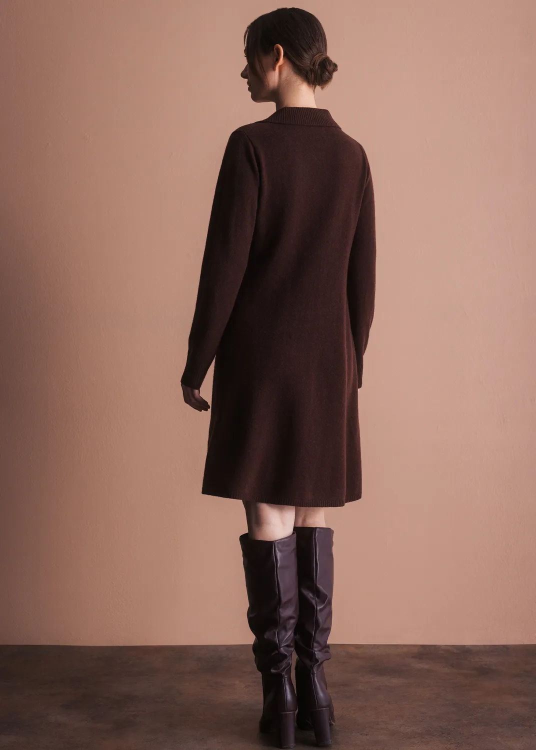Senatex Strickkleid mit Kragen Kleid Choco Merino A-Linie