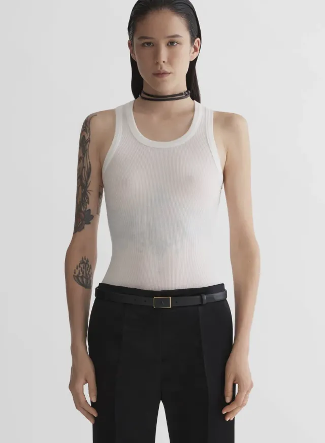 Mugler Ribbed Tank Top off-white gerippt