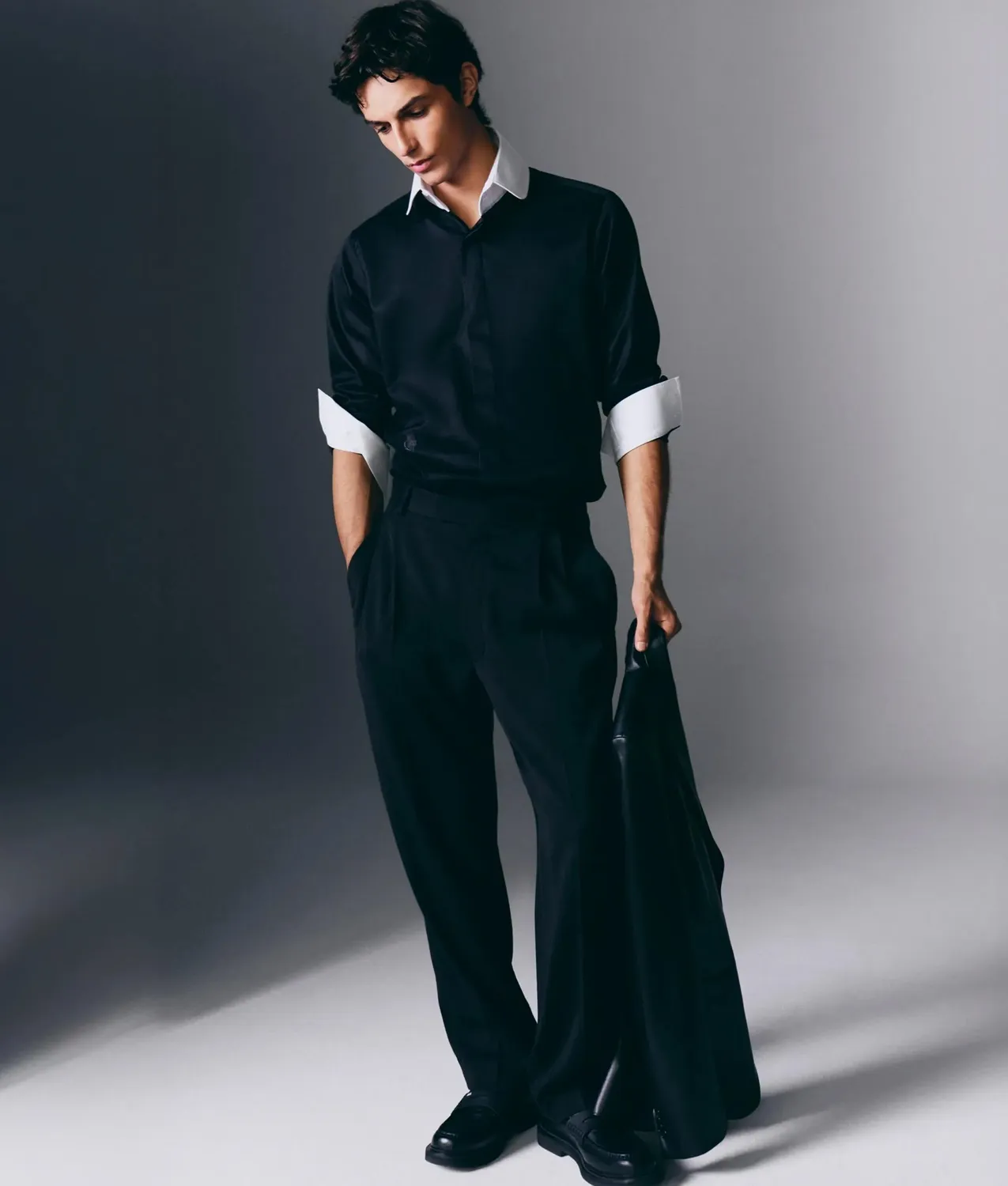 Karl Lagerfeld Modern-Fit Round Collar Hemd Stehkragen