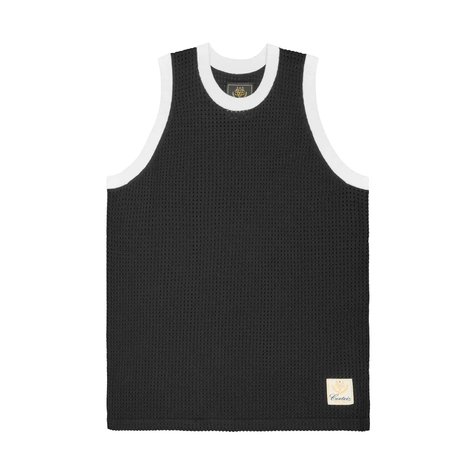 Corteiz Vice Mesh Knit Weste Schwarz Baumwolle