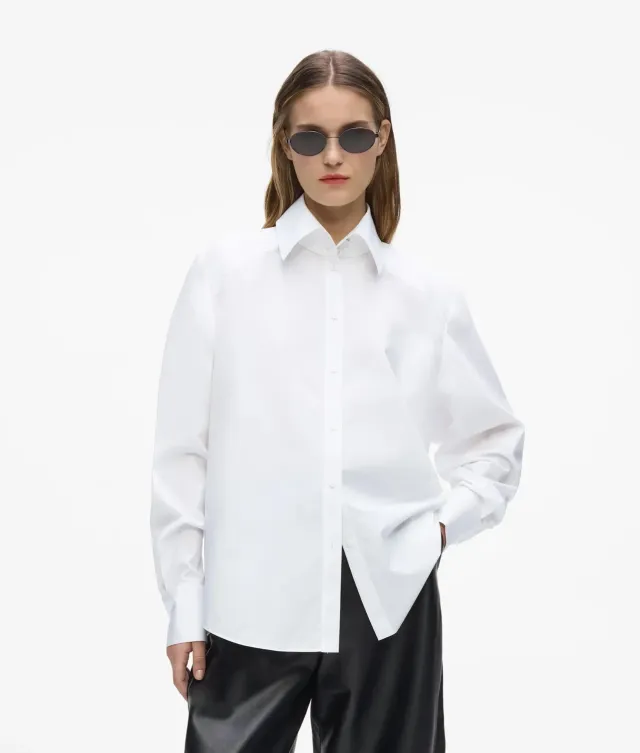 Karl Lagerfeld Karl Classics Shoulder Pad Poplin Bluse Stehkragen