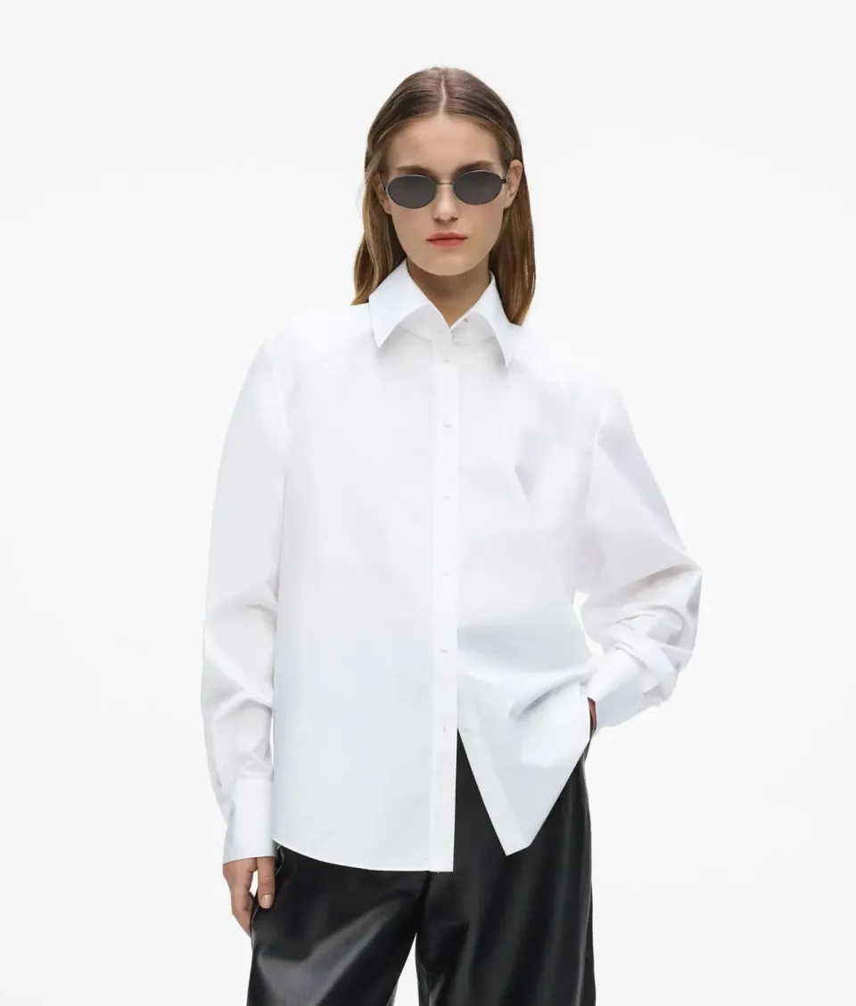 Karl Lagerfeld Karl Classics Shoulder Pad Poplin Bluse Stehkragen