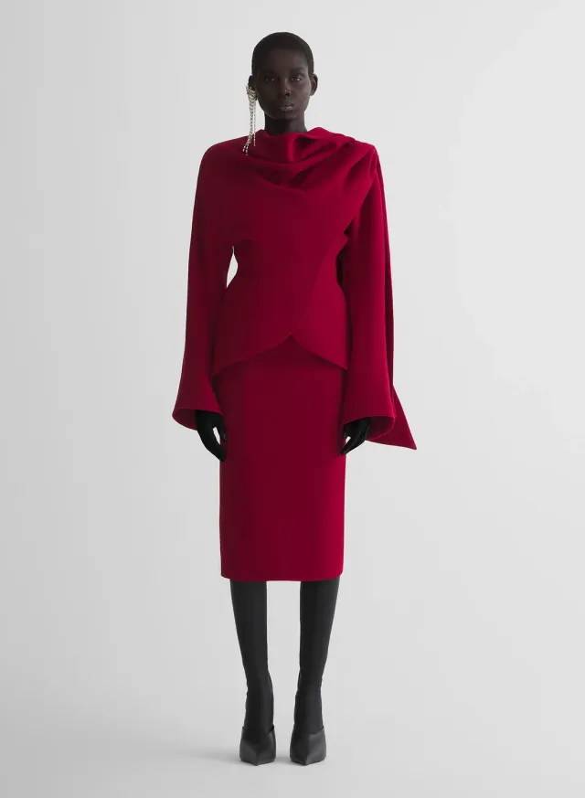 Mugler Re/Edit Chimere Rock Rot Wolle wadenlang