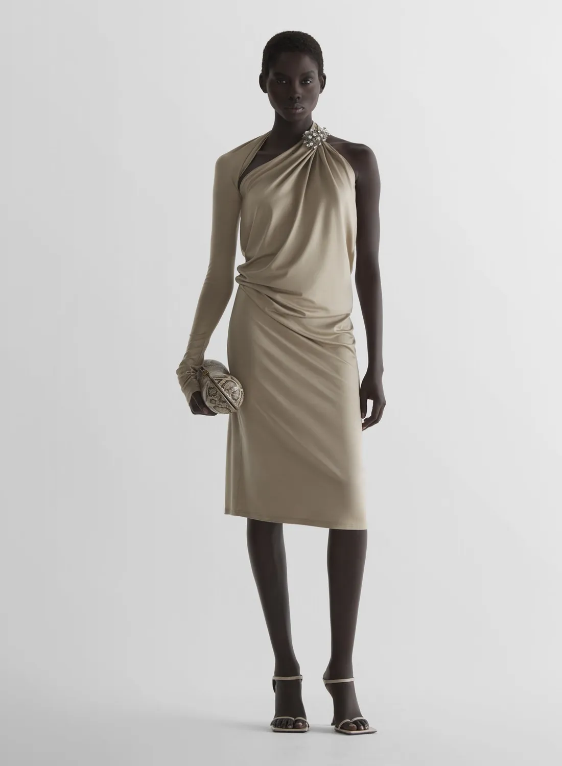 Mugler Draped Jersey Loop Kleid Blau Seide