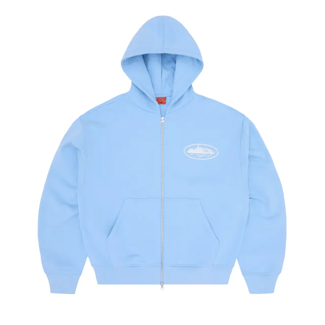 Corteiz Island Puff Zip-Hoodie Baby Blue Fleece
