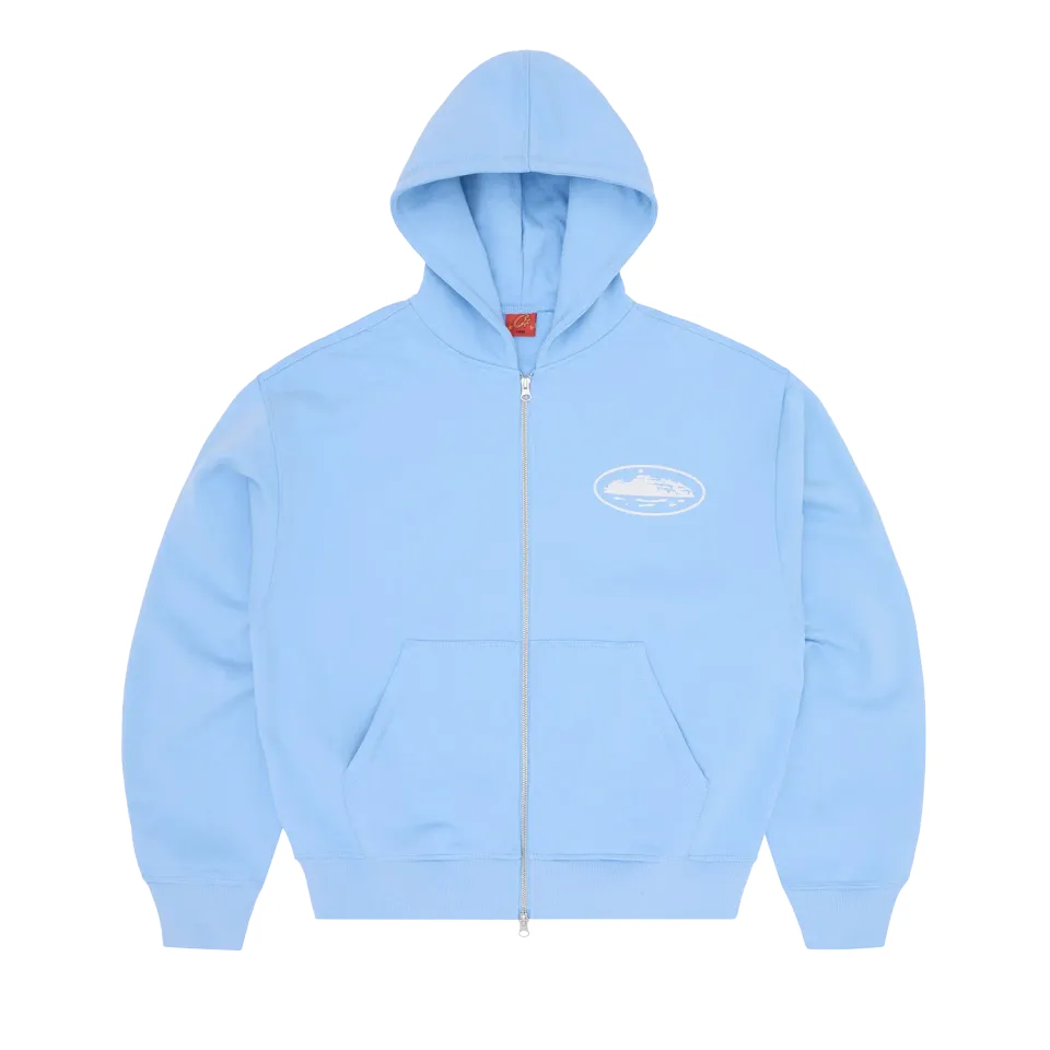 Corteiz Island Puff Zip-Hoodie Baby Blue Fleece