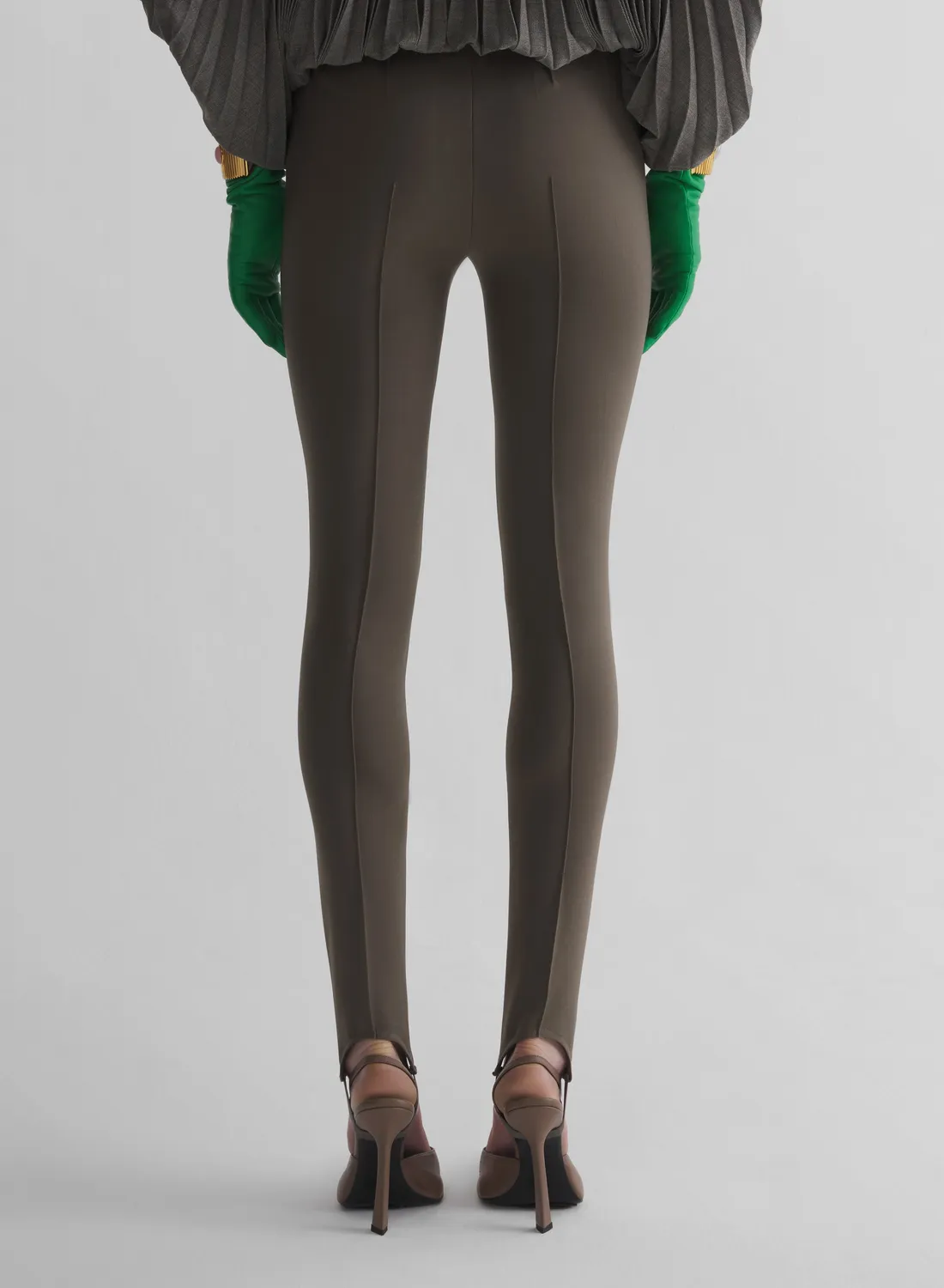 Mugler Tailored Leggings taupe Schurwolle Bügelfalte