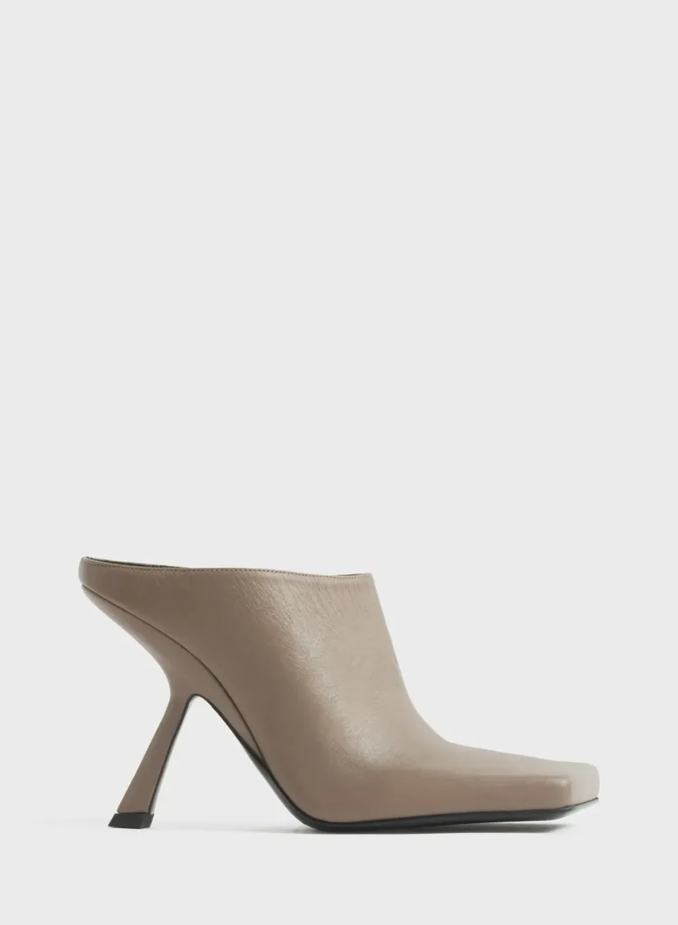 Mugler Square Mules 105 Leder dunkeltaupe Absatz