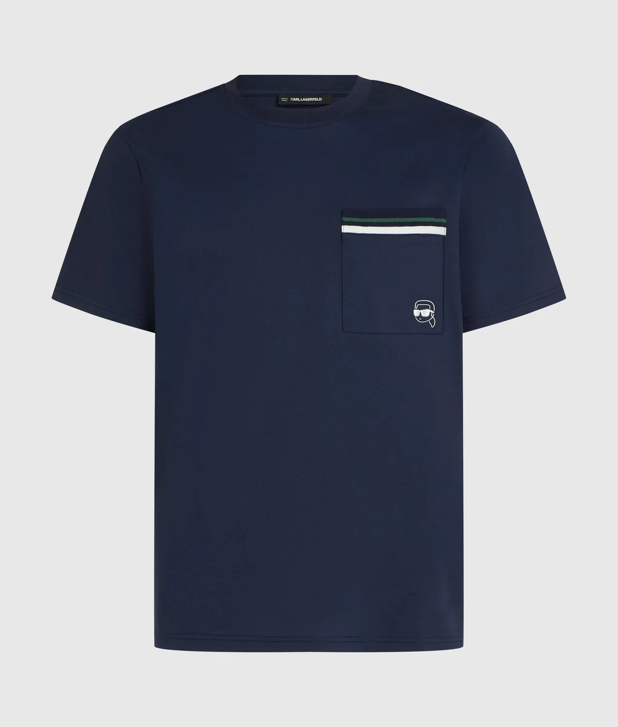 Karl Lagerfeld Ikon Stripe Pocket T-Shirt Chest-Pocket Bio