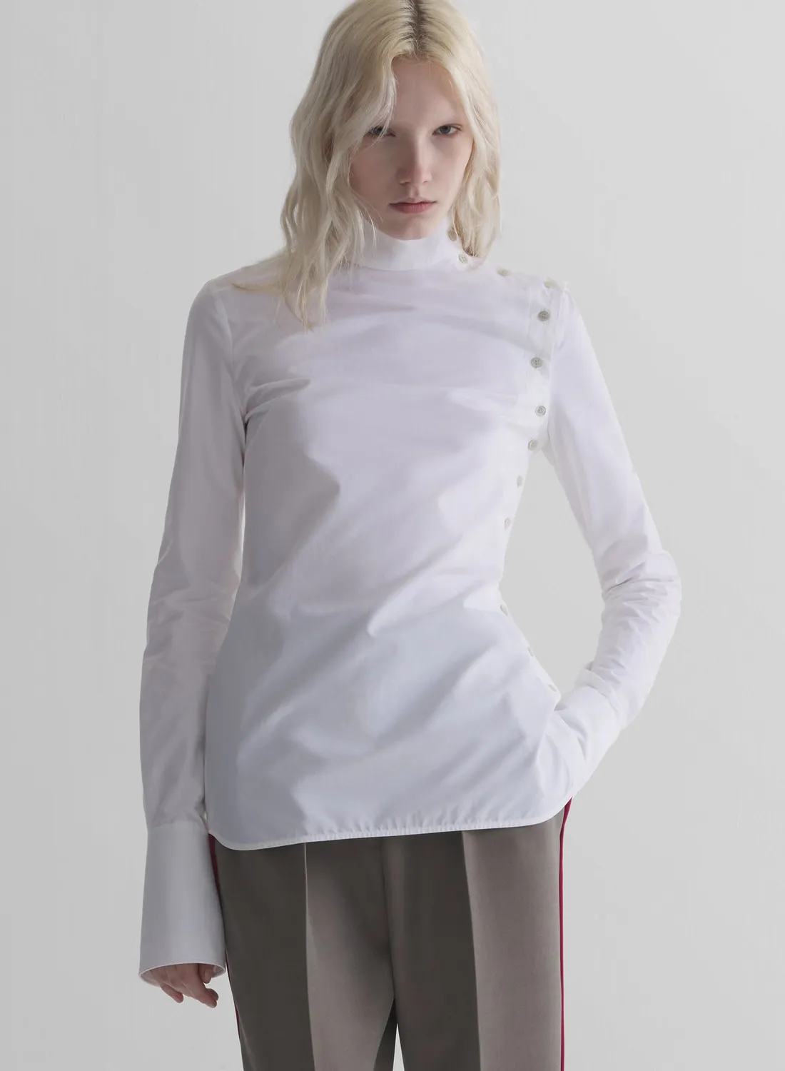 Mugler Fencing Hemd weiß Popeline Stehkragen