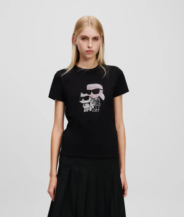 Karl Lagerfeld Ikon Karl Choupette Strass T-Shirt