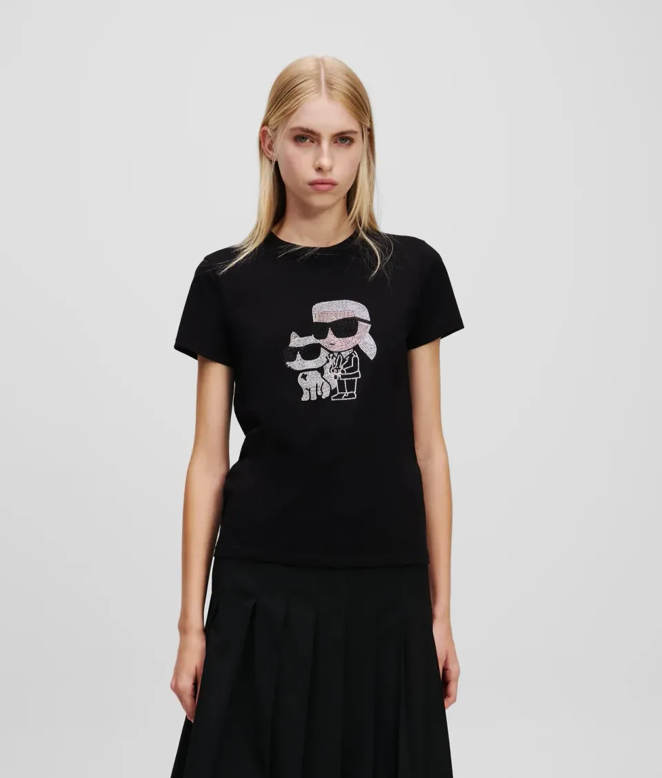 Karl Lagerfeld Ikon Karl Choupette Strass T-Shirt