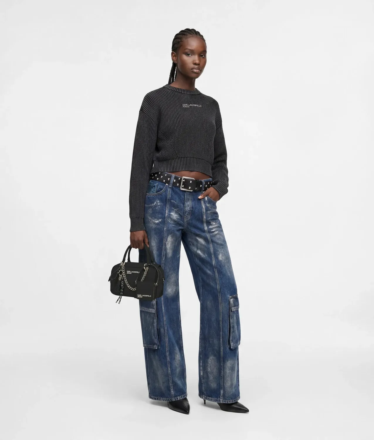 Karl Lagerfeld KL Jeans Washed Pullover Ripstrick Damen