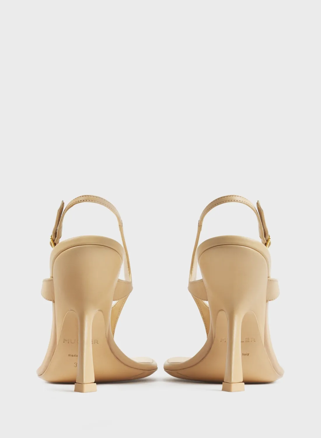 Mugler Thong Sandalen beige Leder 105 mm Absatz