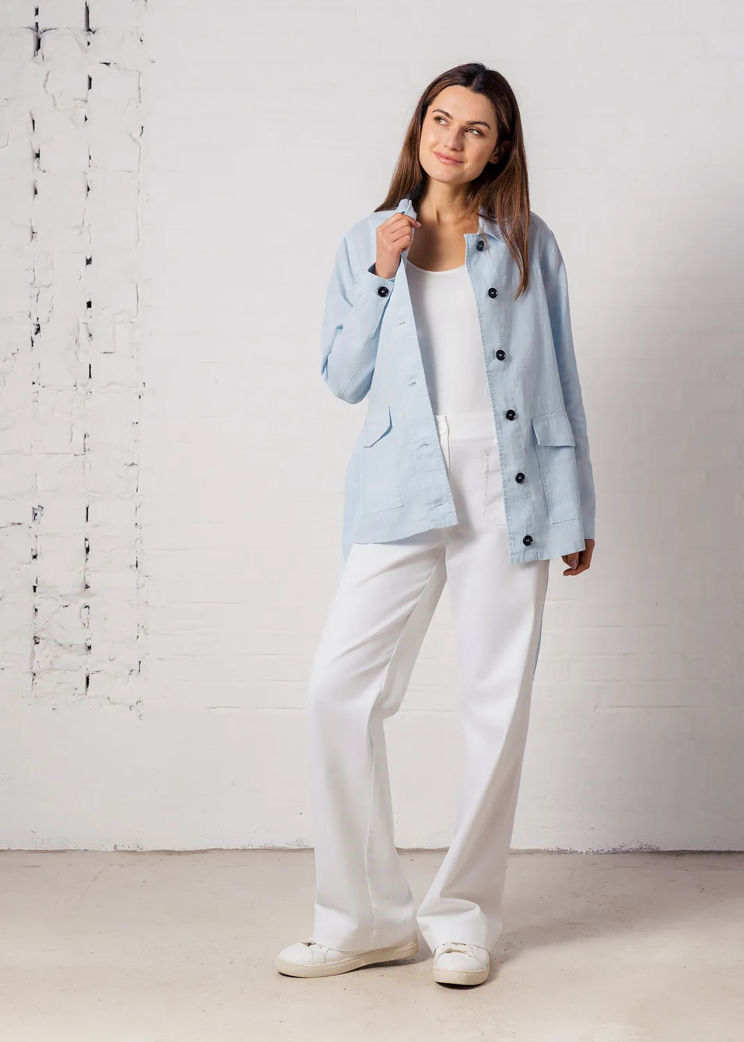 Senatex Hemdbluse Ramie-Lyocell Bluse Sky Blue