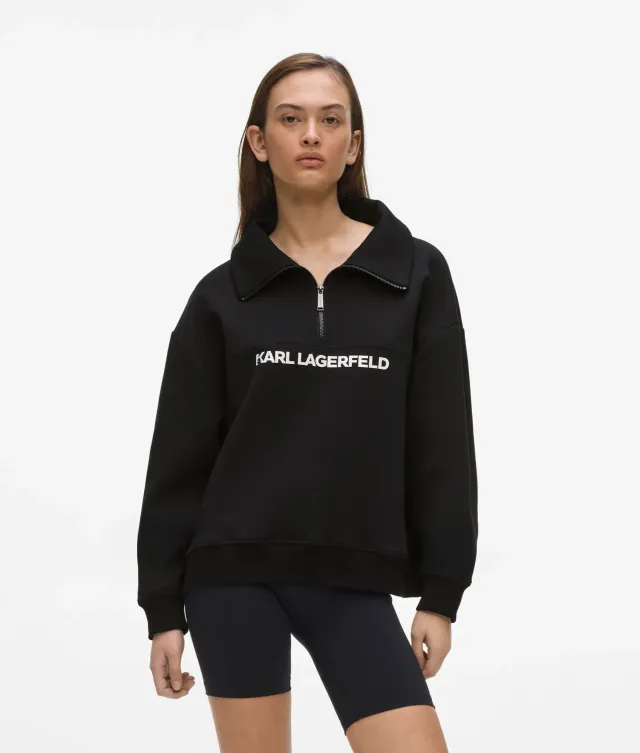 Karl Lagerfeld Logo Sweatshirt Half-Zip Baumwolle