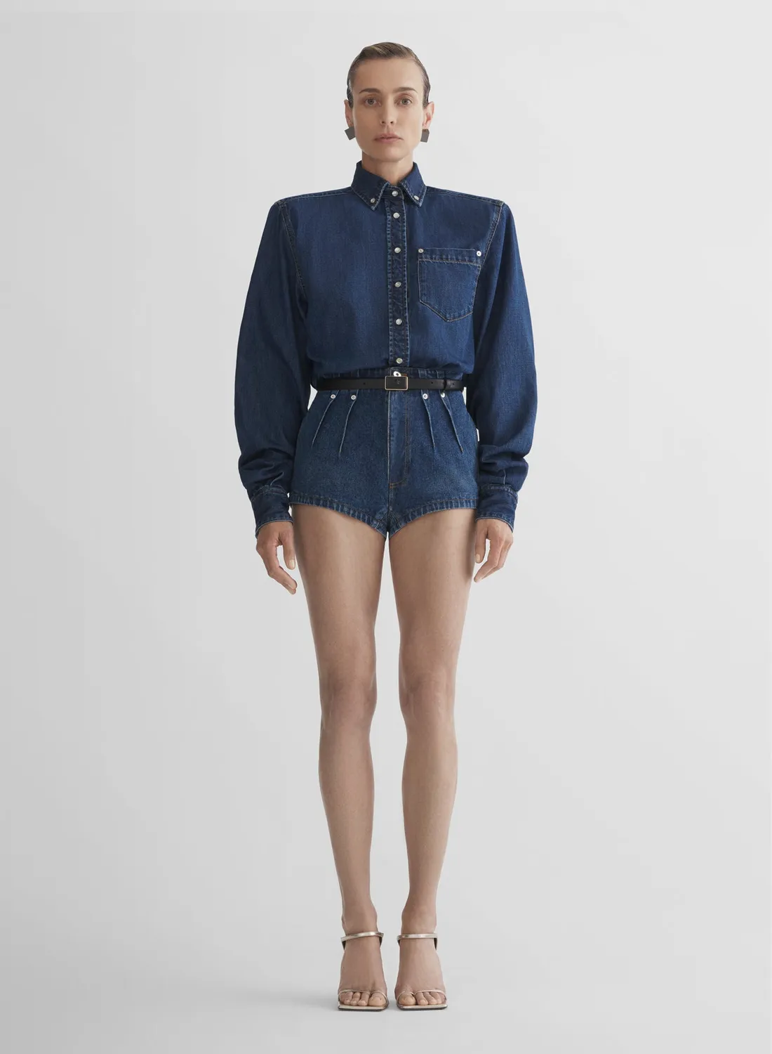Mugler Denim Tailored Shorts Denim Mini