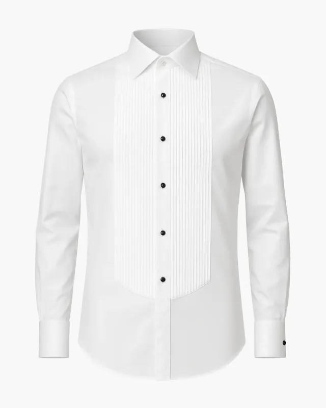 Gloriette Two Ply Smoking Hemd Weiß Biesen Regular