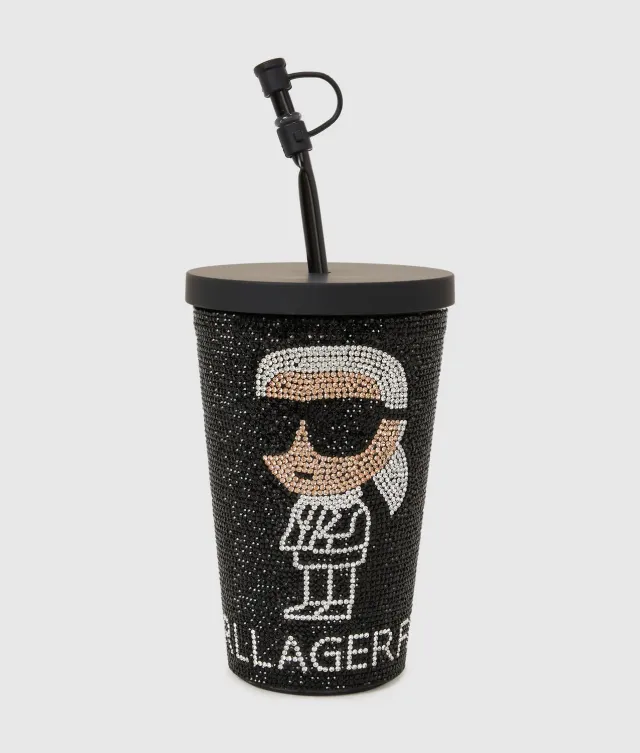 Karl Lagerfeld Ikon To-Go Becher Strass mit Strohhalm